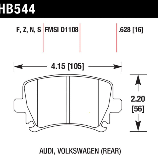 Hawk 06 Audi A6 Quattro Avant/06-09 A6 Quattro HT-10 Rear Brake Pads