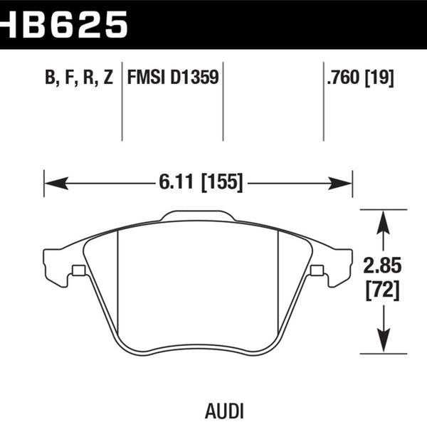Hawk 2001-2010 Audi S3 European HPS 5.0 Front Brake Pads
