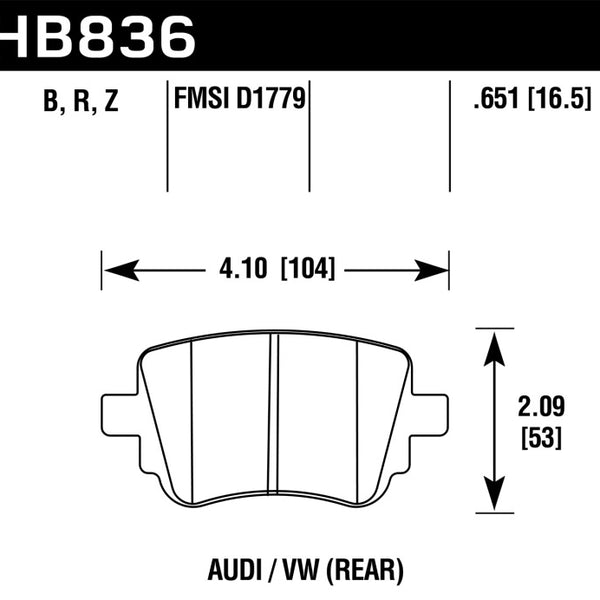 Hawk 15-17 Volkswagen Golf / 15-16 Volkswagen Golf GTI HPS 5.0 Rear Brake Pads