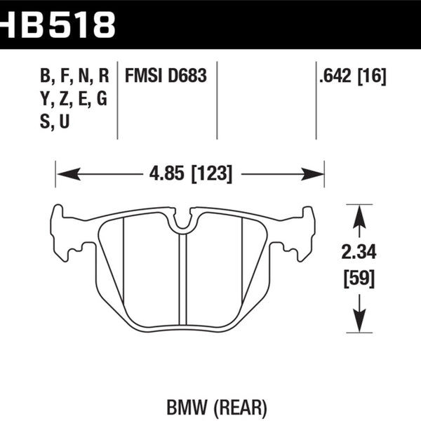 Hawk BMW 3/5/7Series/M3/M5/X3/X5/Z4/Z8 / Land Rover Range Rover DTC-60 Race Rear Brake Pads