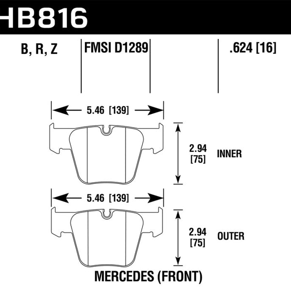 Hawk 08-14 Mercedes-Benz CL63 AMG/CL65 AMG Performance Ceramic Street Front Brake Pads