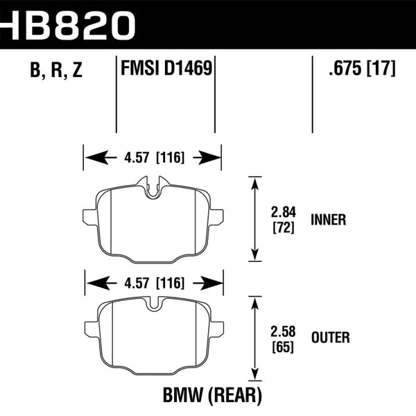 Hawk 12-17 BMW M6 / 14-17 BMW M6 Gran Coupe / 13-16 BMW M5 HPS 5.0 Rear Brake Pads
