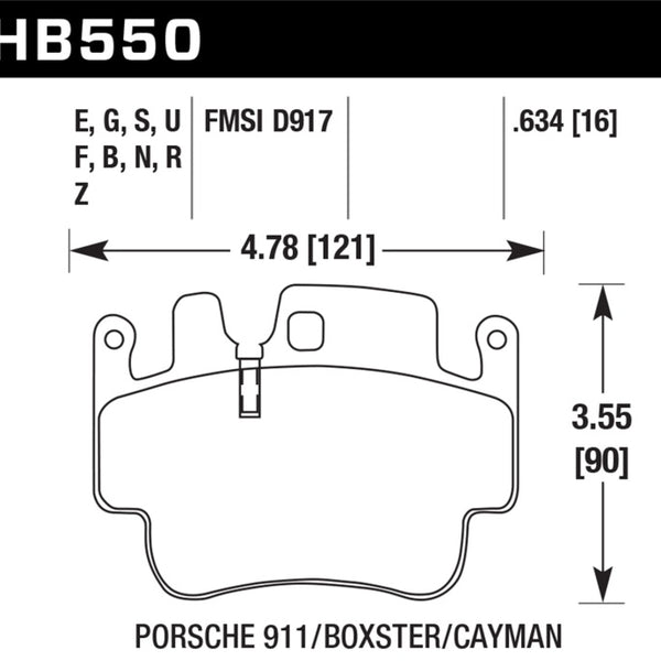 Hawk 98-05 Porsche 911 Front & Rear / 00-07 Boxster / 06 Cayman Front DTC-60 Race Brake Pads