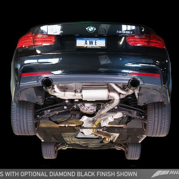 AWE Tuning BMW F3X 335i/435i Touring Edition Axle-Back Exhaust - Diamond Black Tips (102mm)