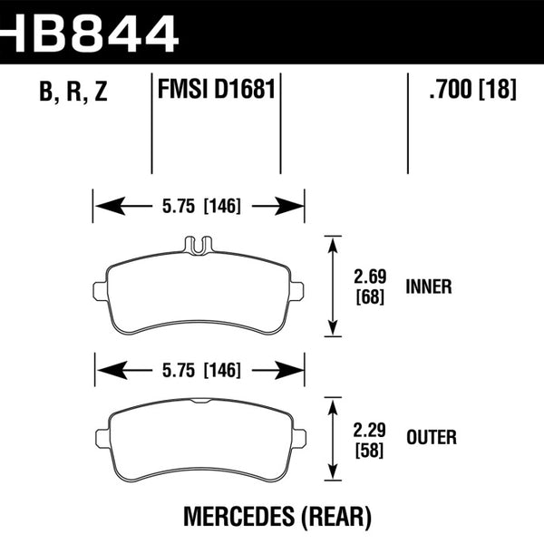 Hawk 13-16 Mercedes SL Class / 14-17 Mercedes S Class HPS 5.0 Rear Brake Pads