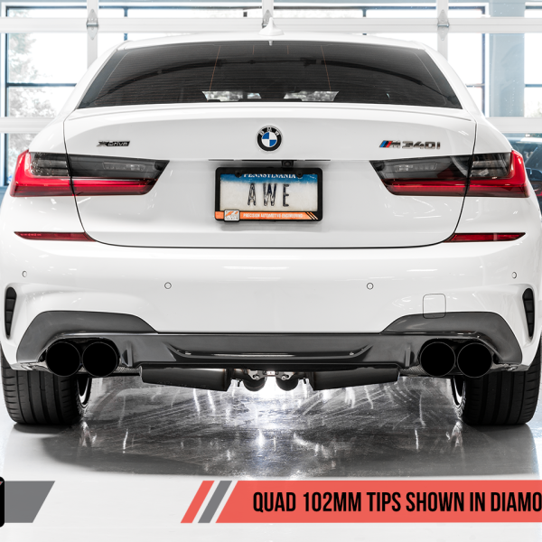 AWE Tuning 2019+ BMW M340i (G20) Resonated Touring Edition Exhaust - Quad Diamond Black Tips