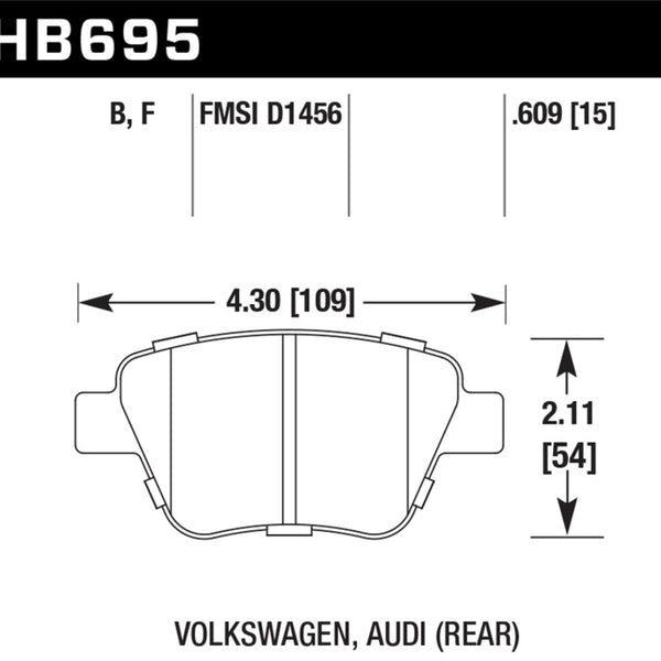 Hawk 2011-2013 Audi A3 Except TDI HPS 5.0 Rear Brake Pads