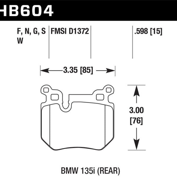 Hawk 08-13 BMW 135i HPS 5.0 Rear Brake Pads