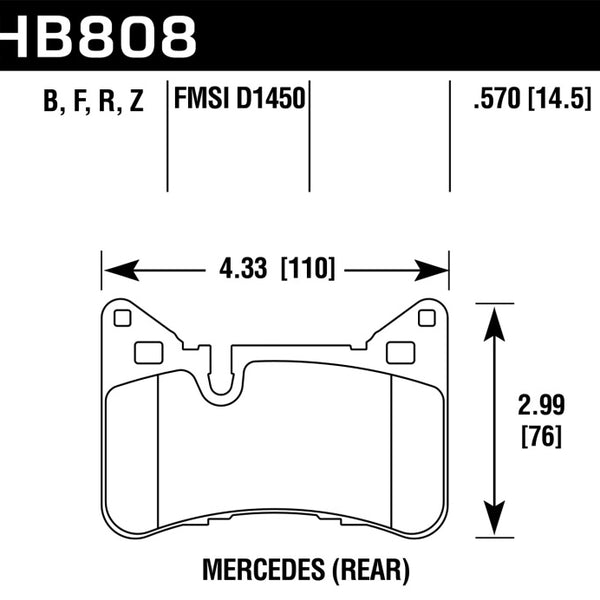 Hawk 2012-2015 Mercedes Benz C63 AMG Rear HPS 5.0 Brake Pads