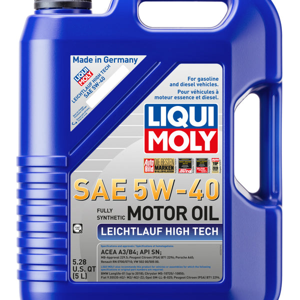 LIQUI MOLY 5L Leichtlauf (Low Friction) High Tech Motor Oil SAE 5W40