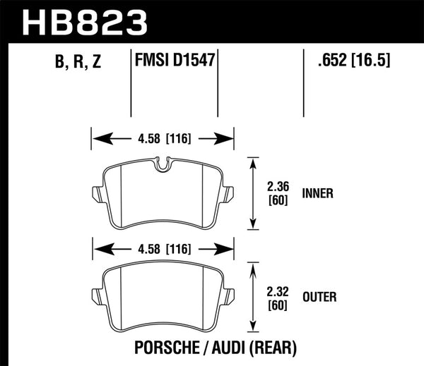 Hawk 13-17 Audi S6/S7/S8 / 12-17 Audi A6 Quattro/A7 Quattro Performance Ceramic Rear Brake Pads